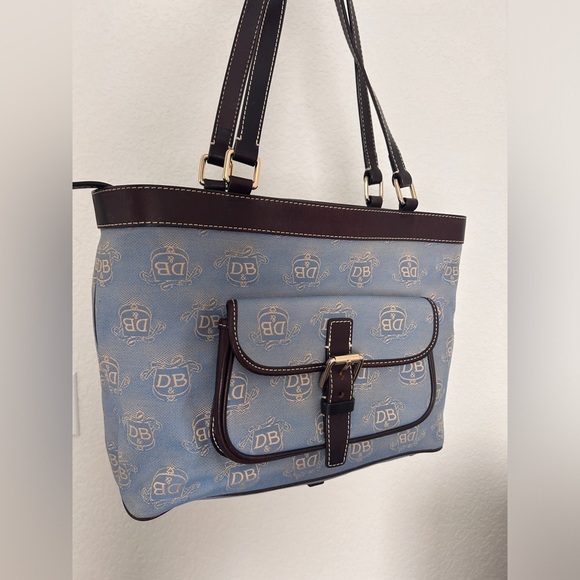 Dooney & Bourke Lt. Blue Monogram East West Tote- EUC - Picture 1 of 15